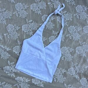 Papaya White Halter Crop Top – Fits Small